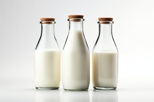Pristine milk bottle takes center stage on an isolated white background