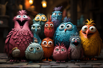 Obraz premium Vögel - Miniatur Puppen, Claymation, Animation