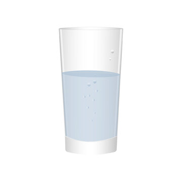 Glass transparent empty glass for juice of a simple cylindrical shape. Vector 3d realistic illustration isolated on white transparent background