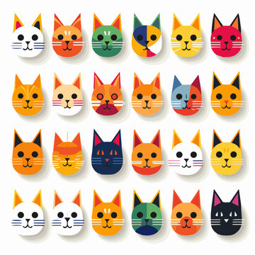 illustration Vector set of cats  abstract 
