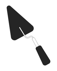 Construction tool trowel black and white 2D line cartoon object. Spatula plastering. Horticulture equipment isolated vector outline item. Gardening. Masonry tool monochromatic flat spot illustration