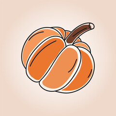 Orange pumpkin silhouette isolated on white background