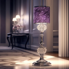 Crystal lamp luxury hotel standing on a marble
