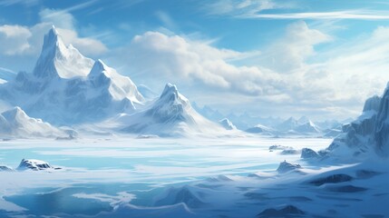 A serene glacial landscape, with pristine snowfields meeting azure skies. - Powered by Adobe