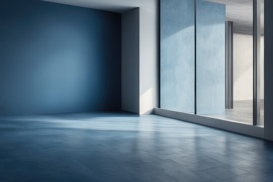 beautiful original background image of an empty space in blue tones with a play of light and shadow