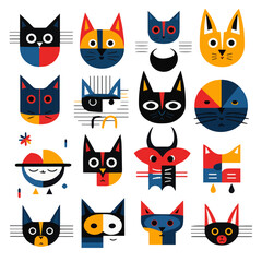 illustration cats icon set