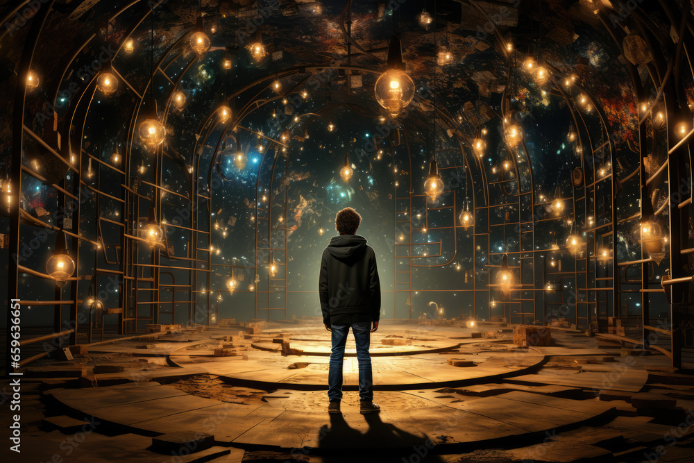 Poster a mathematician exploring the mathematical foundations of parallel universes and alternate realities