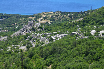 Fototapeta na wymiar Nature Crimea - view from Mount Foros to Black Sea