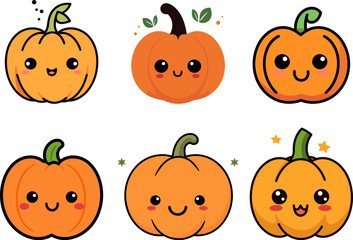 Set of vector cute pumpkins graphic elements, for autumn season, thanksgiving banner decoration.