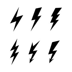Set of Lightning Bolt Vector Icon