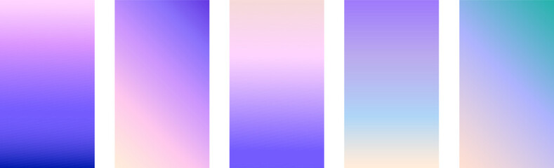 set of vector vertical spring purple backgrounds with pastel sunset colors