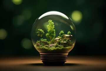Durable Eco green bulb. Economy power. Generate Ai - obrazy, fototapety, plakaty