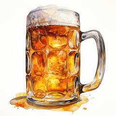 watercolor Beer clipart, Generative Ai