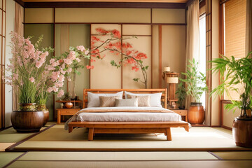 Japanese style bedroom interior