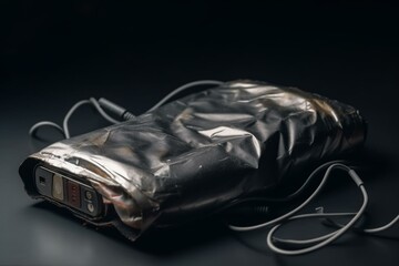 Illustration: inflated cellphone battery. Old or poor-quality battery. Generative AI