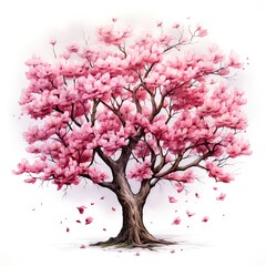Cherry blossom tree on a white background.