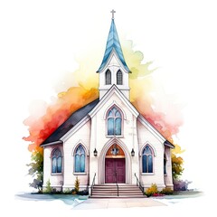 Drawing of a church on a white background. - obrazy, fototapety, plakaty