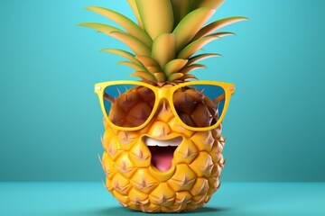 Fun-loving Happy pineapple character. Creative design. Generate AI