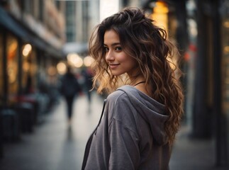 Fototapeta premium Urban Elegance: A Woman in the City