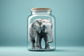 Elephant in the jar. AI generative art