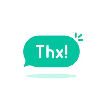 green speech bubble with short thx word
