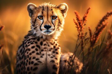 Elusive Wild cheetah animal nature. Face predator. Generate Ai