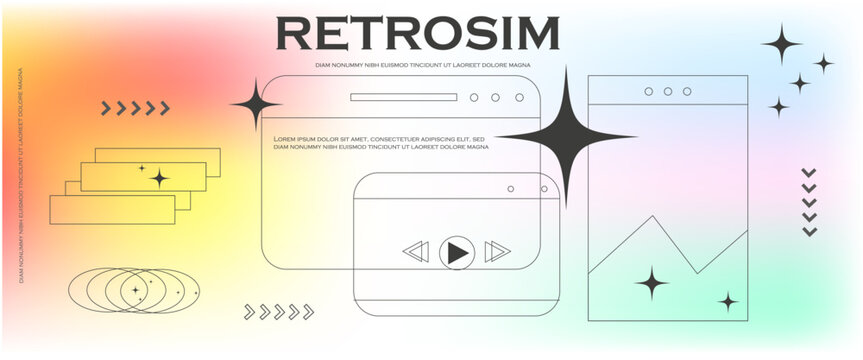 90s trendy y2k style. Old computer aestethic. Retro pc elements background