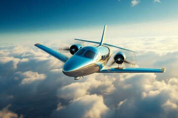 High-end plane soaring amidst clear skies. Generative AI