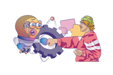 Development concept with people scene in flat cartoon design for web. Developer finds ideas and solutions, engineering and programming. Vector illustration for social media banner, marketing material.