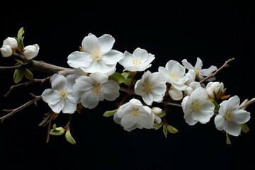 Fototapeta na wymiar White flowers on a branch. Generative AI