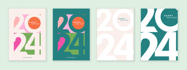 Cover design of 2024 happy new year. Strong typography. Colorful and easy to remember. Happy new year 2024 design poster.