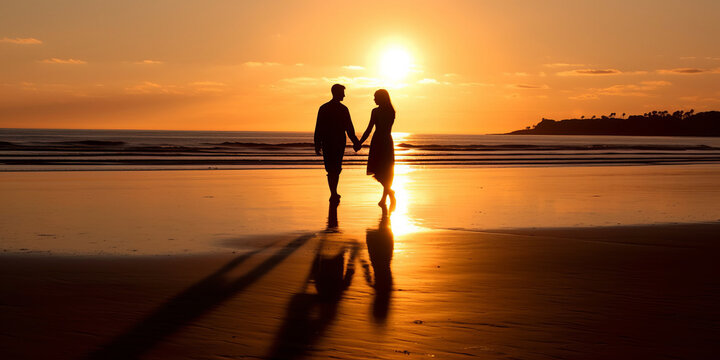 photo of silhouette of a couple on the beach