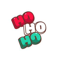 Groovy sticker with Ho ho ho text vector illustration. Cartoon isolated retro funny Christmas typography patch, hohoho invitation of Santa Claus with words of cute font, happy Xmas greeting element
