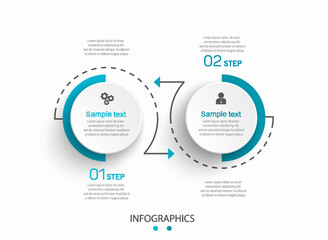Vector infographic template with icons and 2 options or steps. Can be used for process diagram, presentations, workflow layout, flow chart, info graph