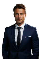 Portrait of a business man, isolated on transparent background.