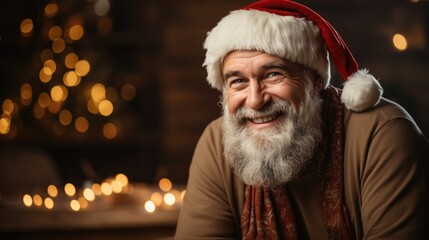 Portrait of smiling bearded santa claus.