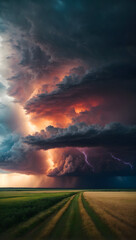 hyper realistic super storm sky photo, super cell storm photo