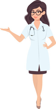 Doctors with stethoscope set in different poses.Vector illustration
