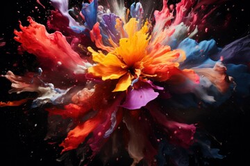 Fototapeta na wymiar Radiant Space colorful explosion. Powder color smoke. Generate Ai