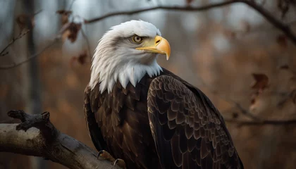 Foto op Plexiglas Majestic bald eagle perched on tree branch generated by AI © Jeronimo Ramos