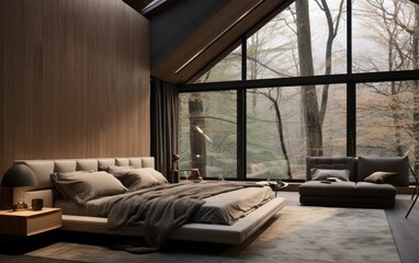 Huge bed in a modern interior