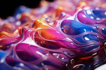 Trendy abstract flowing liquid background. Colorful wavy backdrop with drops.