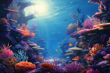 Fragile Coral reef. Marine life nature. Generate Ai