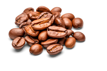 Fototapeta premium Coffee beans isolated on white background. Close-up.