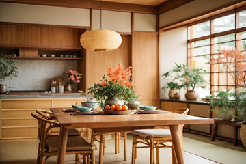 Fototapeta na wymiar Japanese style kitchen interior