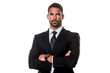 Portrait of a business man, isolated on transparent background.generative ai