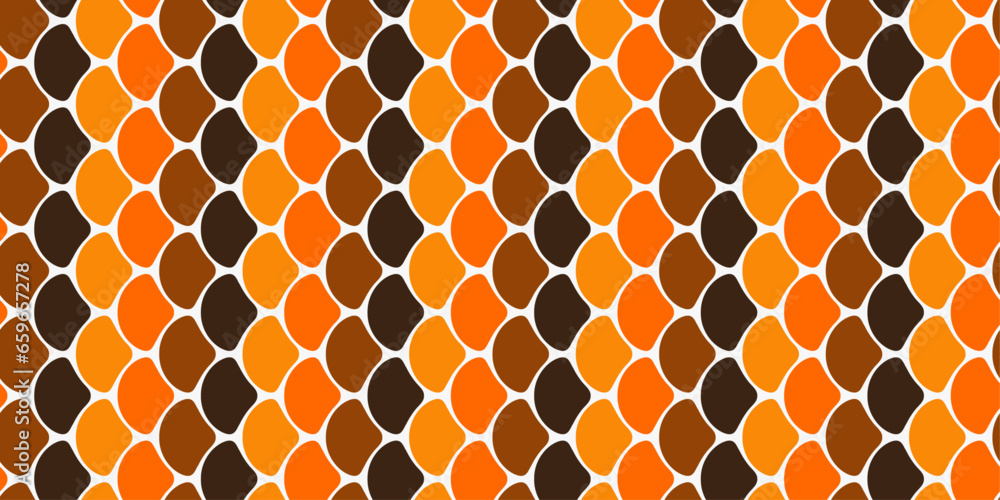 Poster Colored repeating scales. Pattern of identical scales, seamless vector pattern for print and surfaces.