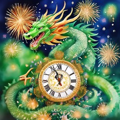 green dragon, symbol of the new year 2024,