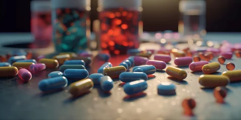 Fotobehang close up of a lot of pills © Alexander