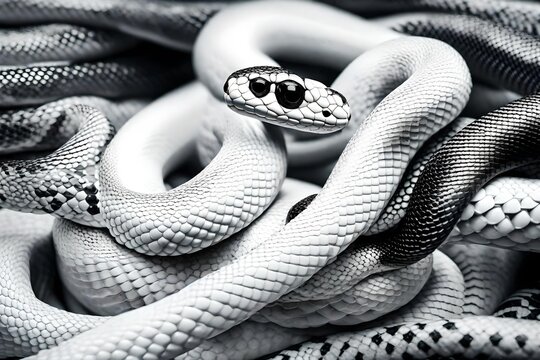 White and black snakes.